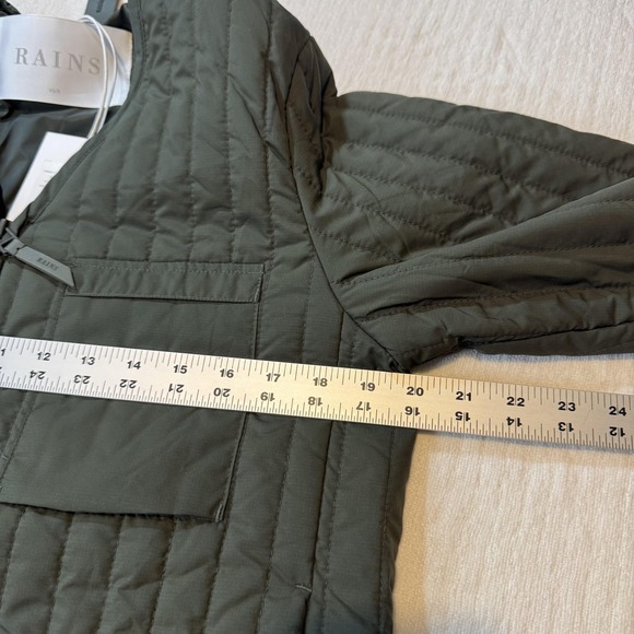 Rains Jacket Unisex XS/S Green Liner Quilted Lightweight Zip Front Layer - Picture 8 of 9